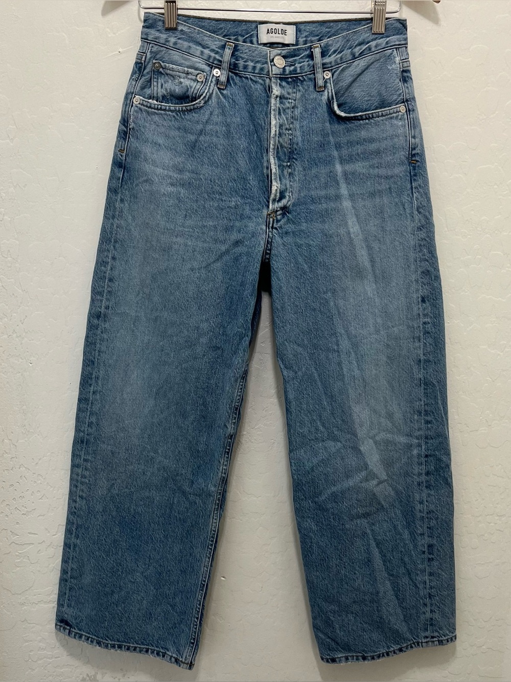AGOLDE Ren Organic Cotton High-Rise Wide-Leg Cropped Jeans Size 27